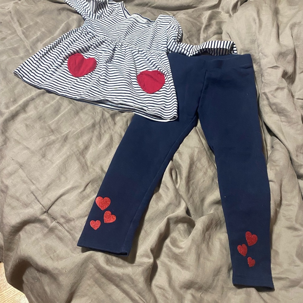 The Children's Place‎ Navy and White Heart Set